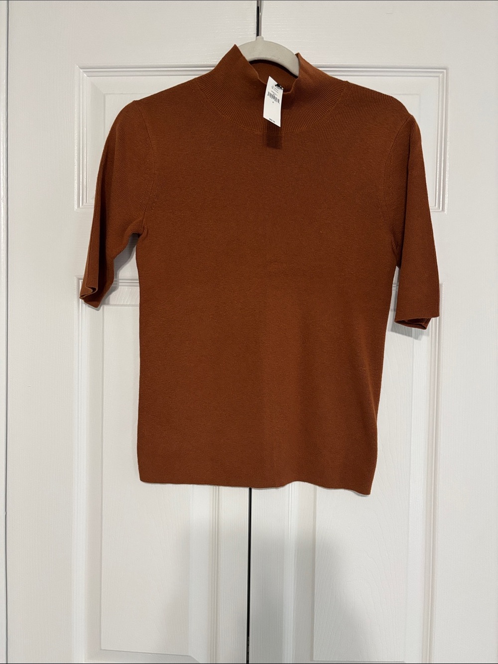 Women’s Short Sleeve Mock Neck Sweater - Brown